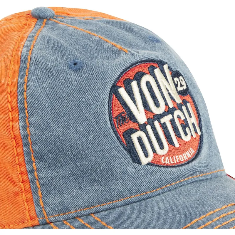 blaue-und-orangefarbene-verstellbare-curved-cap-retro02-von-von-dutch