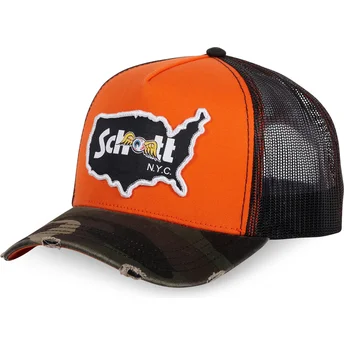 Von Dutch x Schott NYC CAMOO Orange and Camouflage Trucker Hat