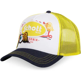 Von Dutch x Schott NYC PATCH White, Yellow and Black Trucker Hat
