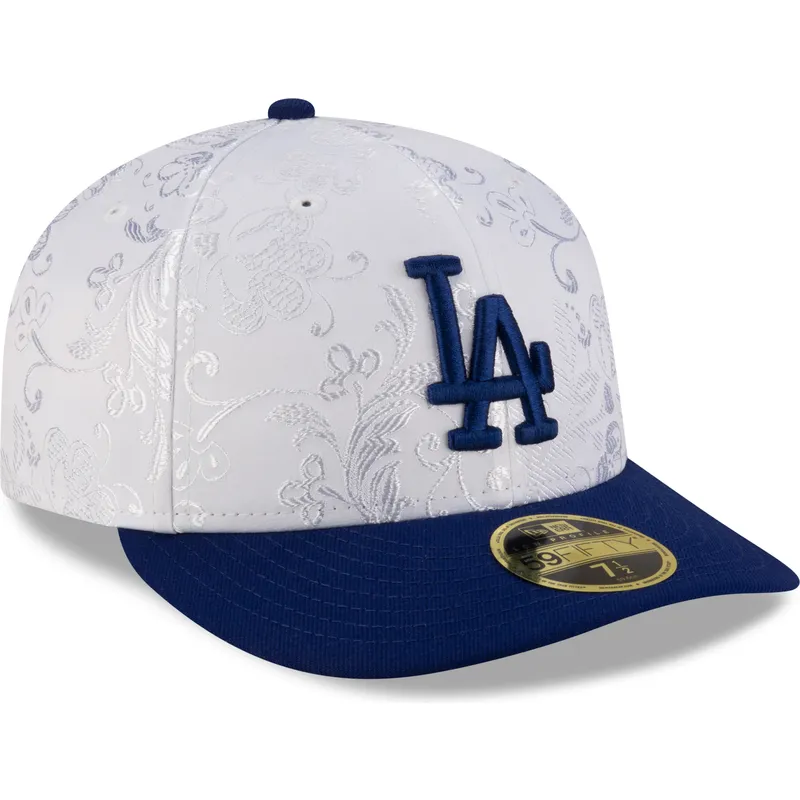 cappello-piatto-bianco-e-blu-chiuso-59fifty-day-low-profile-dei-los-angeles-dodgers-mlb-di-new-era