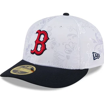 Casquette plate bleue marine et blanche ajustée 59FIFTY Day Low Profile Boston Red Sox MLB New Era