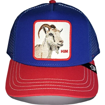 Goorin Bros. Him Goat Fab Farm blå og rød trucker cap med ged