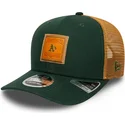 cappellino-trucker-verde-e-marrone-9seventy-stretch-snap-debossed-logo-di-oakland-athletics-mlb-di-new-era