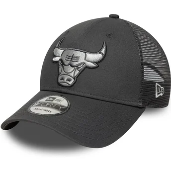 Cappellino trucker grigio regolabile con logo grigio 9FORTY dei Chicago Bulls NBA di New Era