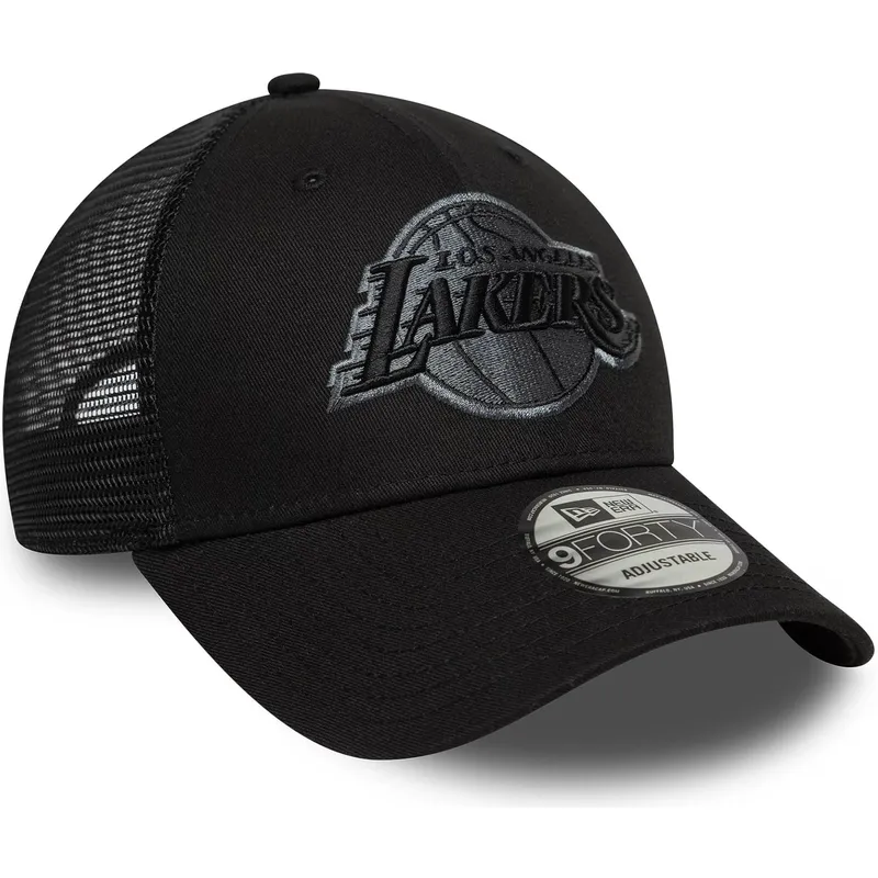 justerbar-sort-trucker-cap-med-grat-logo-9forty-fra-los-angeles-lakers-nba-fra-new-era