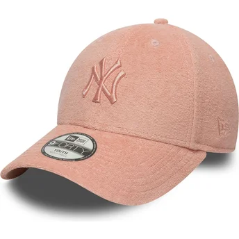 New Era New York Yankees MLB 9FORTY Towelling justerbar lyserød buet kasket til børn
