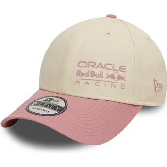 Justerbar 9FORTY Contrast beige og lyserød buet kasket fra Red Bull Racing Formula 1 af New Era