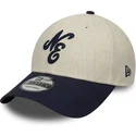 verstellbare-9forty-leinen-kappe-in-beige-und-marineblau-von-new-era