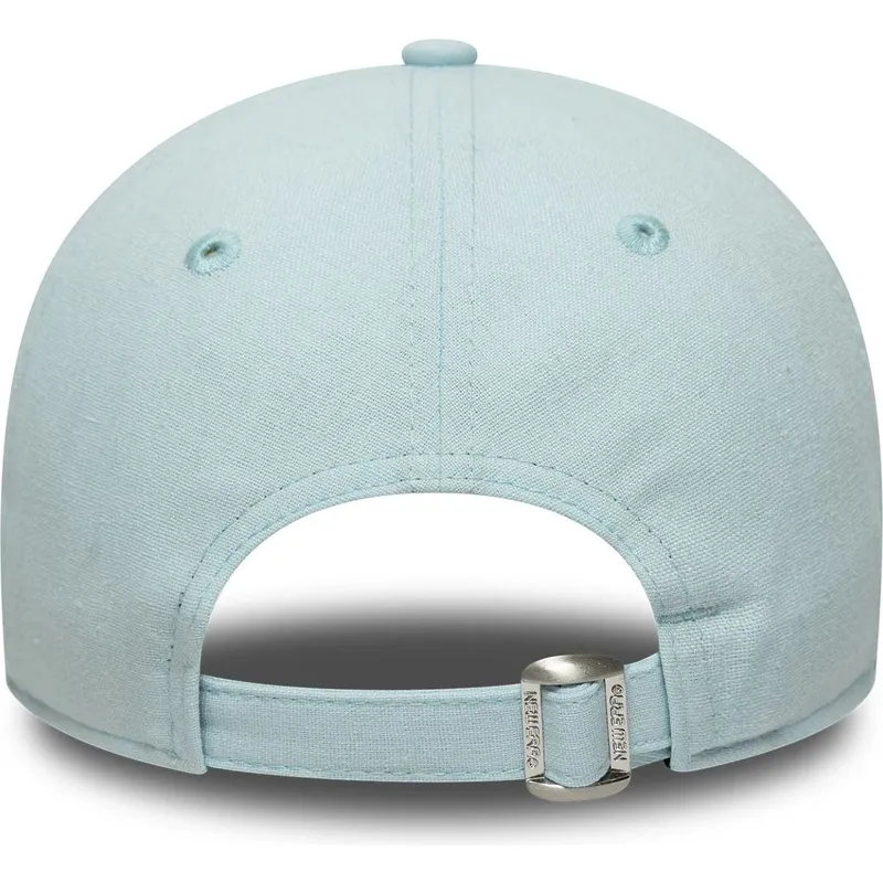 blaue-verstellbare-curved-cap-mit-marineblauem-logo-9twenty-linen-der-los-angeles-dodgers-mlb-von-new-era