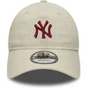 cappellino-curvo-beige-regolabile-9twenty-linen-dei-new-york-yankees-mlb-di-new-era