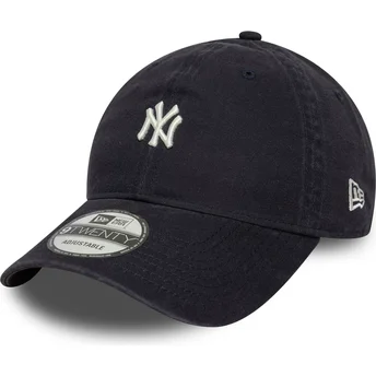 New Era New York Yankees MLB 9TWENTY Mini Logo Washed justerbar marineblå buet kasket
