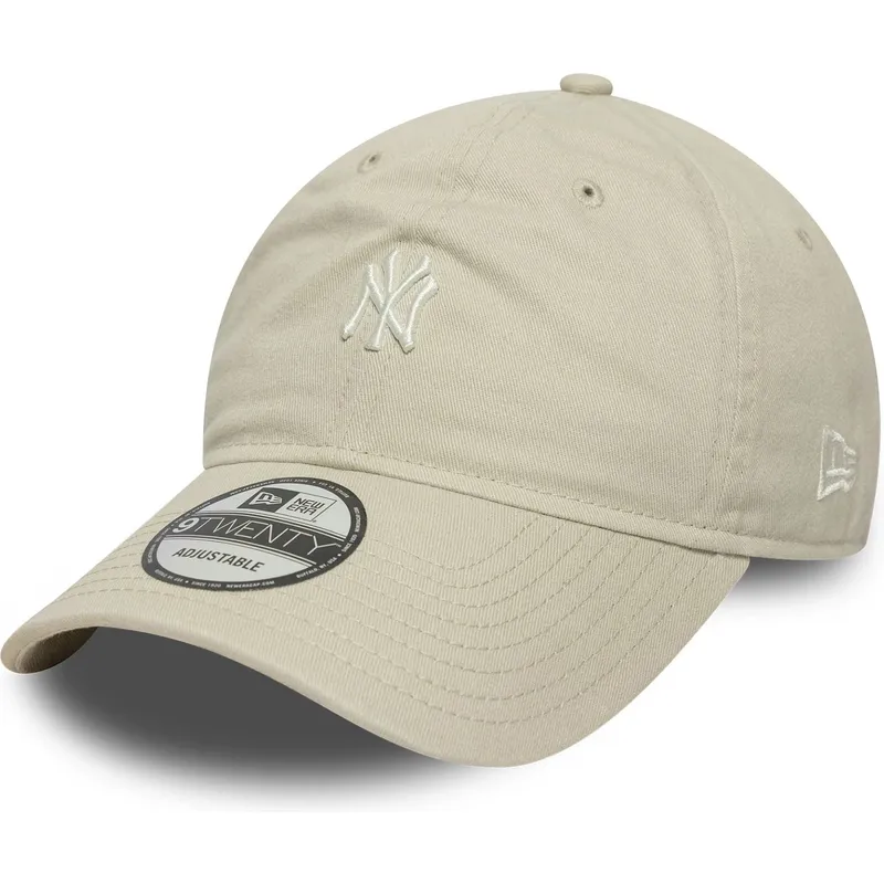 cappellino-beige-con-visiera-curva-regolabile-9twenty-mini-logo-washed-dei-new-york-yankees-mlb-di-new-era
