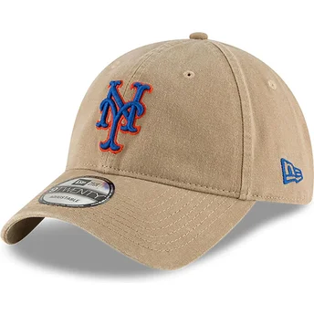 Beige justerbar 9TWENTY Core Classic New York Mets MLB kasket fra New Era
