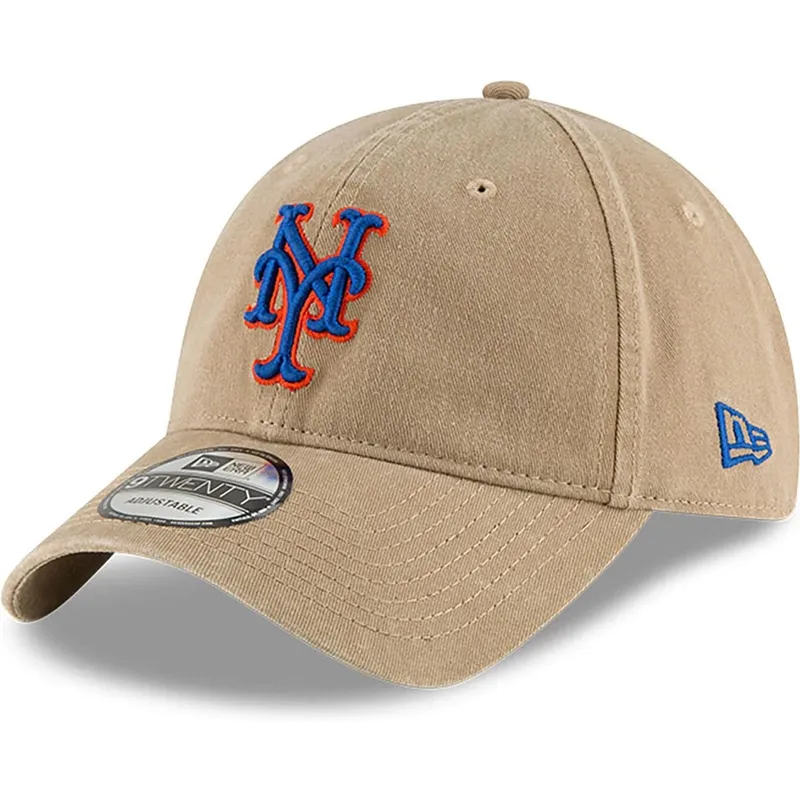 buet-beige-justerbar-9twenty-core-classic-kasket-fra-new-york-mets-mlb-af-new-era