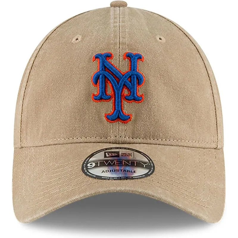 buet-beige-justerbar-9twenty-core-classic-kasket-fra-new-york-mets-mlb-af-new-era