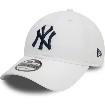 Hvid justerbar buet kasket med blåt logo 9TWENTY Core Classic af New York Yankees MLB fra New Era