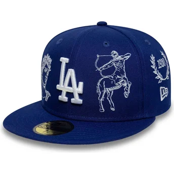 Cappellino piatto blu aderente 59FIFTY Mythical dei Los Angeles Dodgers MLB di New Era