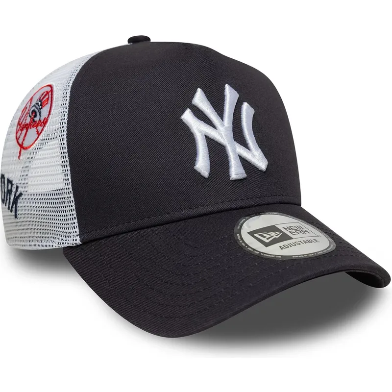 cappellino-trucker-blu-marino-e-bianco-a-frame-multi-patch-di-new-york-yankees-mlb-di-new-era