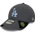 graue-verstellbare-curved-cap-mit-blauem-logo-9forty-recycled-der-los-angeles-dodgers-mlb-von-new-era