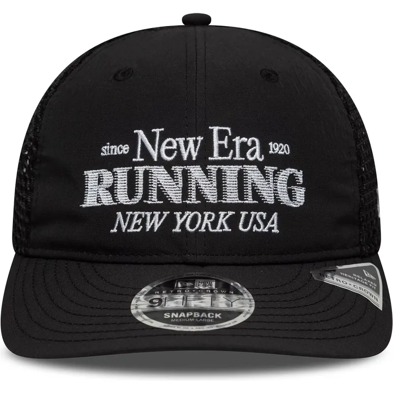 schwarze-verstellbare-9fifty-running-retro-crown-trucker-kappe-von-new-era