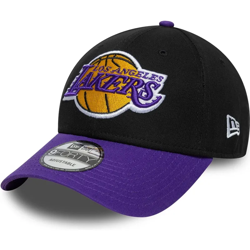 cappello-curvo-nero-e-viola-regolabile-9forty-side-patch-los-angeles-lakers-nba-di-new-era