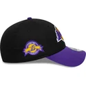 cappellino-curvo-nero-e-viola-regolabile-9forty-side-patch-dei-los-angeles-lakers-nba-di-new-era