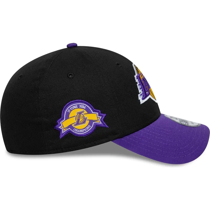 cappello-curvo-nero-e-viola-regolabile-9forty-side-patch-los-angeles-lakers-nba-di-new-era