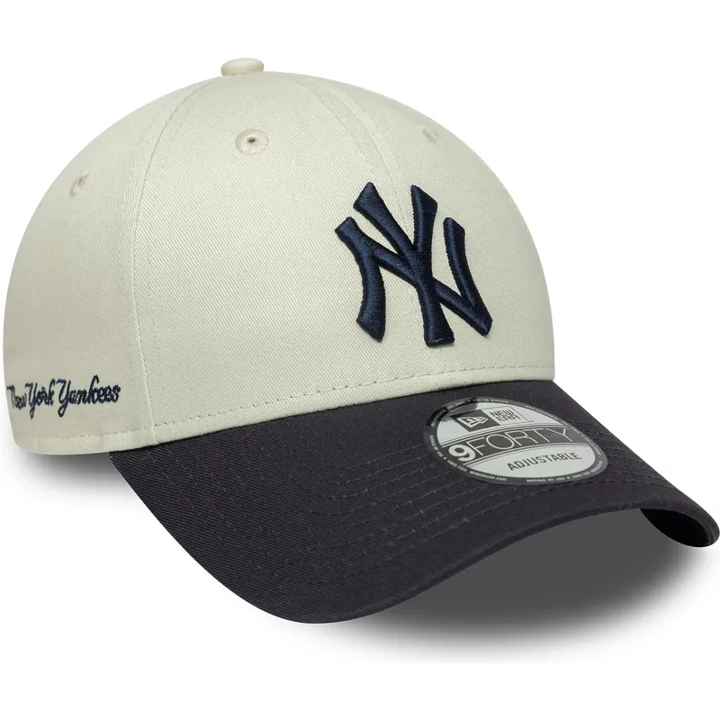 justerbar-beige-och-marinbla-9forty-side-script-new-york-yankees-mlb-keps-fran-new-era