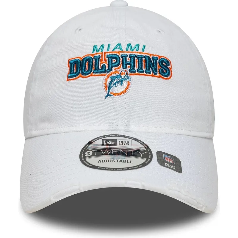 cappellino-curvo-bianco-regolabile-9twenty-washed-distress-dei-miami-dolphins-nfl-di-new-era