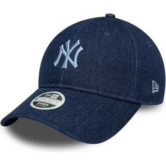 Cappellino curvo blu navy regolabile da donna 9TWENTY Denim dei New York Yankees MLB di New Era