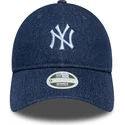 cappellino-curvo-blu-navy-regolabile-da-donna-9twenty-denim-dei-new-york-yankees-mlb-di-new-era