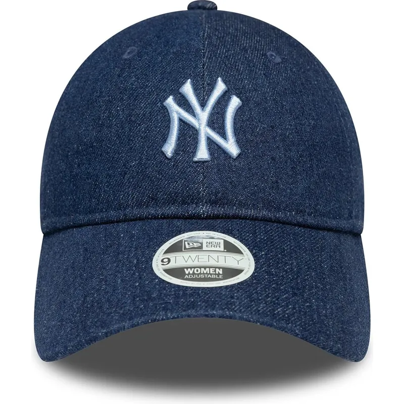 justerbar-marinbla-kvinnors-kurvskarmkeps-9twenty-denim-new-york-yankees-mlb-fran-new-era