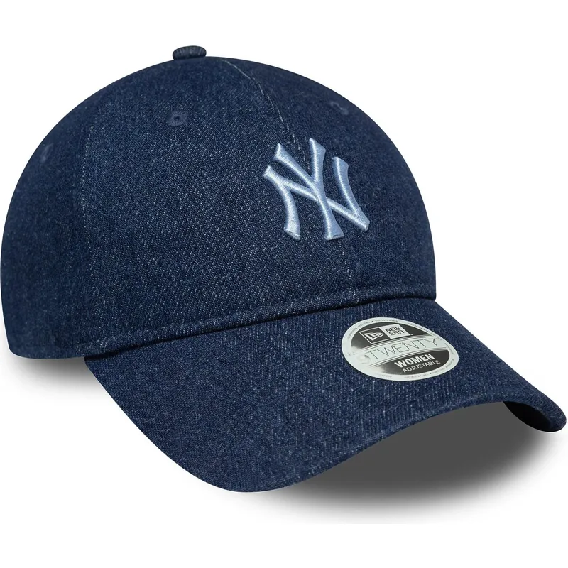 justerbar-marinbla-kvinnors-kurvskarmkeps-9twenty-denim-new-york-yankees-mlb-fran-new-era