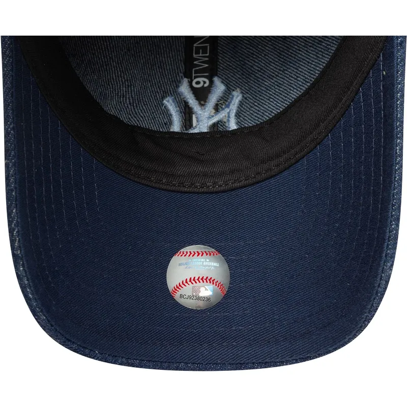justerbar-marinbla-kvinnors-kurvskarmkeps-9twenty-denim-new-york-yankees-mlb-fran-new-era