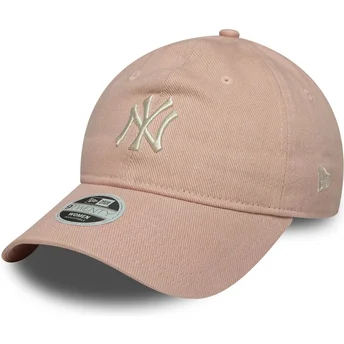 Cappellino curvo rosa regolabile per donna 9TWENTY Dye Denim dei New York Yankees MLB di New Era