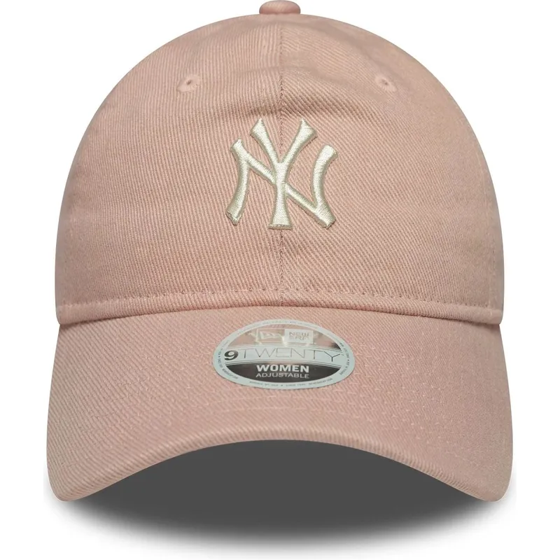 rozowa-regulowana-czapka-z-zakrzywionym-daszkiem-dla-kobiet-9twenty-dye-denim-new-york-yankees-mlb-marki-new-era
