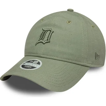 Cappellino curvo verde regolabile da donna con logo verde 9TWENTY Linen dei Detroit Tigers MLB di New Era