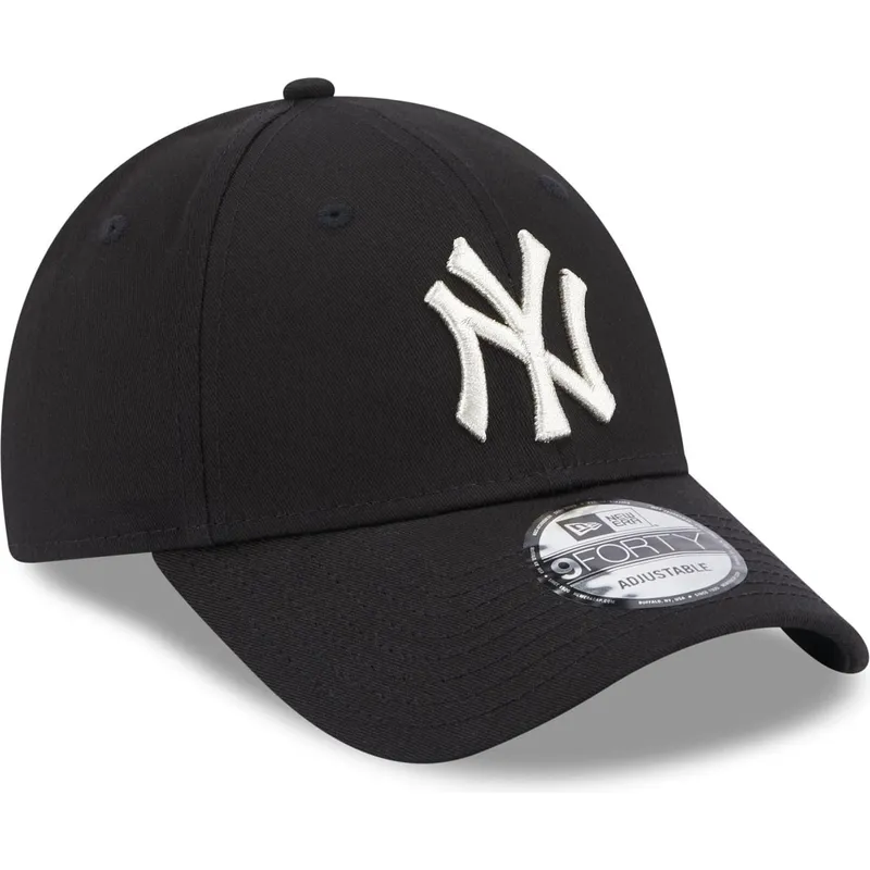 buet-sort-justerbar-kasket-til-kvinder-9forty-metallic-logo-fra-new-york-yankees-mlb-fra-new-era