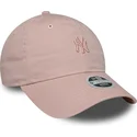 new-era-new-york-yankees-mlb-9twenty-mini-washed-justerbar-lyserod-kvindekasket-med-buet-skygge-og-lyserodt-logo
