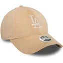 beige-justerbar-kvindehue-med-buet-skygge-9forty-velour-diamante-los-angeles-dodgers-mlb-fra-new-era