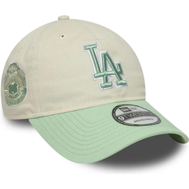cappellino-curva-beige-e-verde-regolabile-da-donna-9twenty-world-series-cooperstown-dei-los-angeles-dodgers-mlb-di-new-era