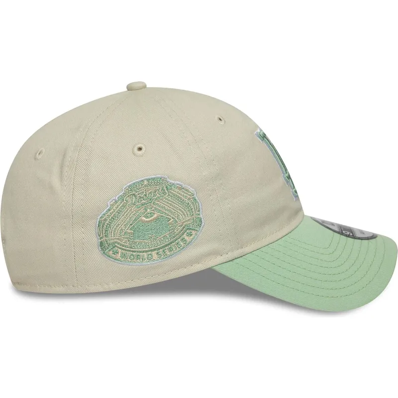 cappellino-curva-beige-e-verde-regolabile-da-donna-9twenty-world-series-cooperstown-dei-los-angeles-dodgers-mlb-di-new-era