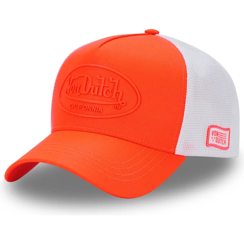 von-dutch-fluo04-orange-og-hvid-trucker-kasket