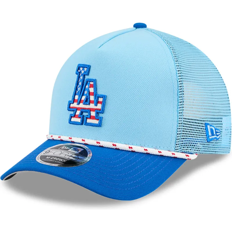 trucker-cap-blau-9forty-m-crown-a-frame-4th-july-los-angeles-dodgers-mlb-von-new-era