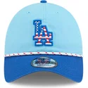 blaue-verstellbare-curved-cap-9twenty-4th-july-der-los-angeles-dodgers-mlb-von-new-era