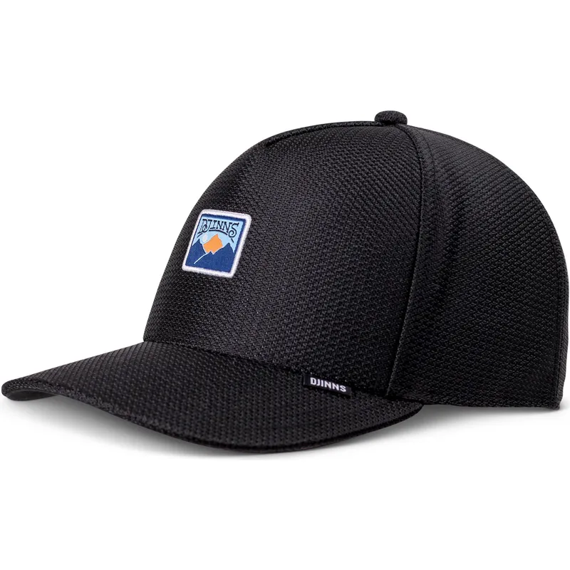 schwarze-gebogene-snapback-kappe-mountain-hft-perfo-von-djinns