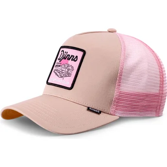 Cappellino trucker beige e rosa Do Nothing Club HFT DNC Pool di Djinns