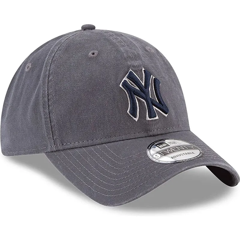 regulowana-szara-czapka-z-zakrzywionym-daszkiem-z-niebieskim-logo-9twenty-core-classics-new-york-yankees-mlb-od-new-era