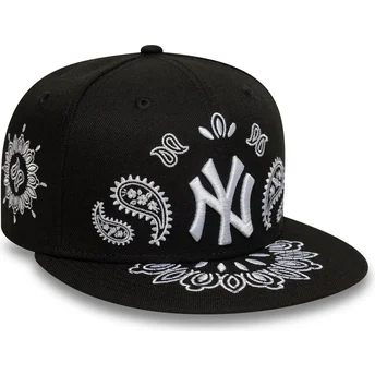 Cappello piatto nero aderente 59FIFTY Paisley dei New York Yankees MLB di New Era