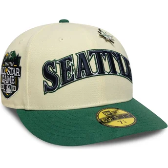 Cappello curvo beige e verde aderente 59FIFTY All Star Game Pin dei Seattle Mariners MLB di New Era